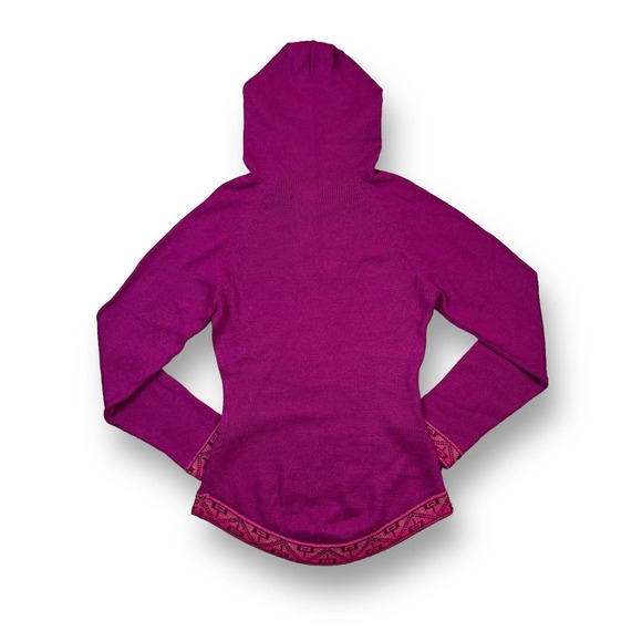 Tejido Parillo 100% Baby Alpaca Wool Purple Pullover Hoodie Made in Peru XS - Picture 2 of 9